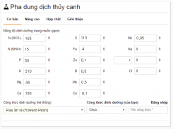 Hướng dẫn sử dụng phần mềm Hydroponics Calculator