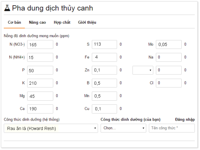 Pha dung dịch thủy canh